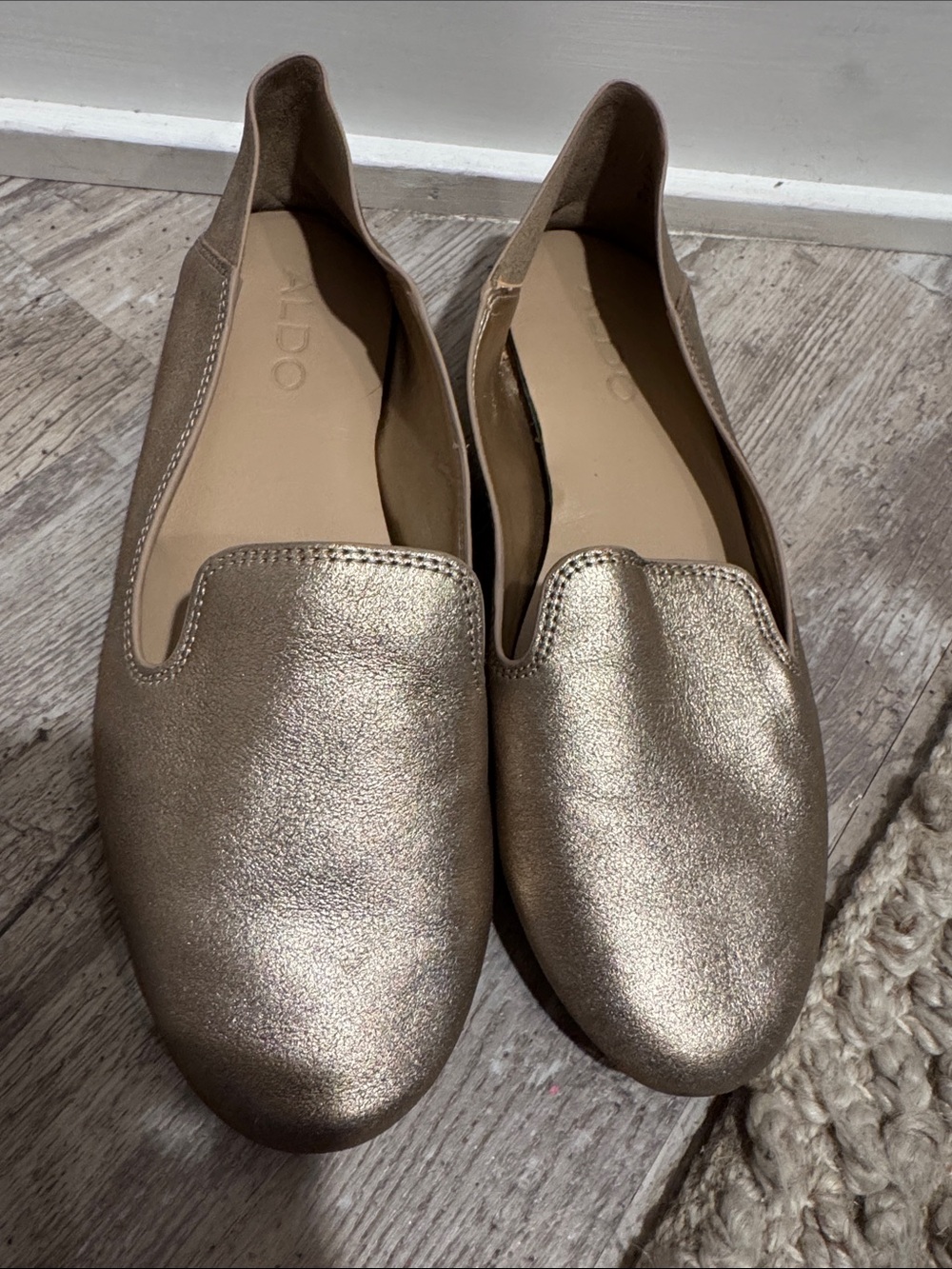 ALDO Metallic Gold Slip-On Loafers
